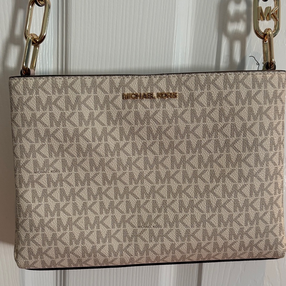 Michael Kors Beige Monogram Shoulder Bag